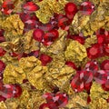 Gold Nuggets and Rubies Seamless Texture Tile