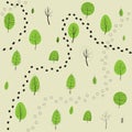 Seamless texture of vector sketches of footprints of wild animals in the forest