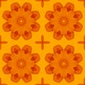 Seamless texture with warm orange red stylized flowers