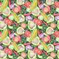 Seamless Texture with Watercolor Vegetables Royalty Free Stock Photo