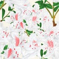 Seamless texture white rhododendron branch mountain shrub spring background vintage vector illustration editable