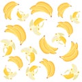 Seamless texture with yellow fresh bananas. Vector background