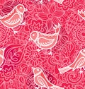 Seamless Texturewith flowers and birds. Royalty Free Stock Photo
