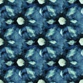 Seamless tie-dye pattern of indigo color on white silk