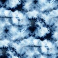 Seamless tie-dye pattern of indigo color on white silk