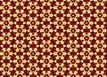 Seamless tile background pattern with symmetric yellow and red ornament. Geometric seamless design template with hexagon elements