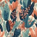Seamless Floral tile, perfect plant background or tshirt design. Generative AI