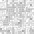 vector Seamless tile of illustrated pipe segments, interconnected in gr