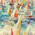 Tile Seamless of Sail Boat Theme Abstract Background - Generative AI