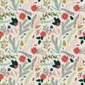 Seamless Tileable Christmas Holiday Floral Background Pattern