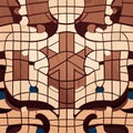 Seamless tileable geometric pattern based on repetitive simple forms. AI generated