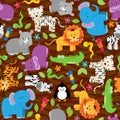 Seamless, Tileable Jungle Animal Themed Background Patterns Royalty Free Stock Photo