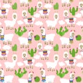 Seamless, Tileable Llama and Cactus Pattern