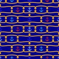 Seamless Tileable Nautical Themed Vector Background or Wallpaper Royalty Free Stock Photo