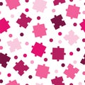 Seamless tileable pattern with puzzle pieces in pink shades Royalty Free Stock Photo