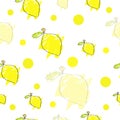 Seamless tileable pattern with yellow lemons - vector illustration