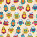 Seamless Tileable Vector Background Pattern with Cute Robots