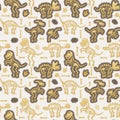 Seamless, Tileable Vector Pattern with Dinosaur Bones Royalty Free Stock Photo