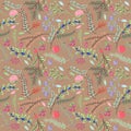 Seamless Tileable Vintage Floral Background Pattern Royalty Free Stock Photo