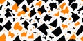 Seamless tiled repeating pattern black and orange, white background, Abstract Royalty Free Stock Photo