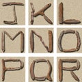 Seamless Tiling Driftwood Alphabet J - R Royalty Free Stock Photo