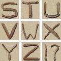 Seamless Tiling Driftwood Alphabet S - Z