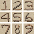 Seamless Tiling Driftwood numbers 1 - 9 Royalty Free Stock Photo