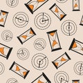 Seamless time pattern with hand drawn watches.