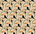 Seamless toucans pattern. Vector tropical background. Toucan icon, Cartoon illustration of toucan vector icon for web, flat style