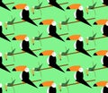 Seamless toucans pattern. Vector tropical background. Toucan icon, Cartoon illustration of toucan vector icon for web, flat style