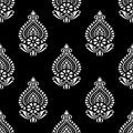 Seamless traditional Asian black and white damask pattern