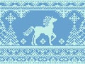 Seamless traditional embroidery blue Christmas pattern Royalty Free Stock Photo