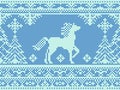 Seamless traditional embroidery blue Christmas pattern