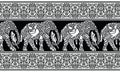 Seamless traditional indian black and white elephant border