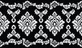 Seamless traditional indian black and white floral border 1