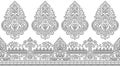 Seamless traditional indian black and white paisley border Royalty Free Stock Photo