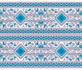 Seamless traditional indian blue border on white background