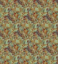 Seamless traditional paisley floral background