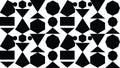 Seamless transparent pattern with black geometric shapes, rectangles, triangles, hexagons Royalty Free Stock Photo