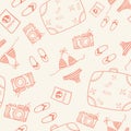 Seamless travel doodle pattern background