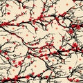 Seamless tree pattern. Japanese cherry blossom Royalty Free Stock Photo