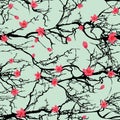 Seamless tree pattern. Japanese cherry blossom Royalty Free Stock Photo