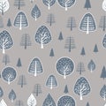 Seamless trees pattern design. Vector illustration decorative design