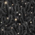 Seamless of trendy black Christmas tree branches