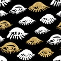 Seamless trendy blog background with handdrawn gold and black in