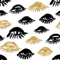 Seamless trendy blog background with handdrawn gold and black in Royalty Free Stock Photo