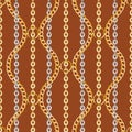 Seamless Trendy Pattern of Golden and Silver Chains Designed for Textile Prints. Royalty Free Stock Photo