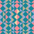 Seamless trendy triangle memphis abstract pattern. Good design for scarf, hijab, and blanket. Royalty Free Stock Photo