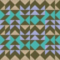 Seamless trendy triangle memphis abstract pattern. Good design for scarf, hijab, and blanket. Royalty Free Stock Photo