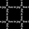 Seamless trendy typography background vector pattern with white words live in joy in grid window check form